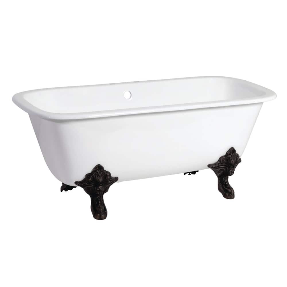 Kingston Brass Aqua Eden 67" Clawfoot Cast Iron Soaking Tub with
