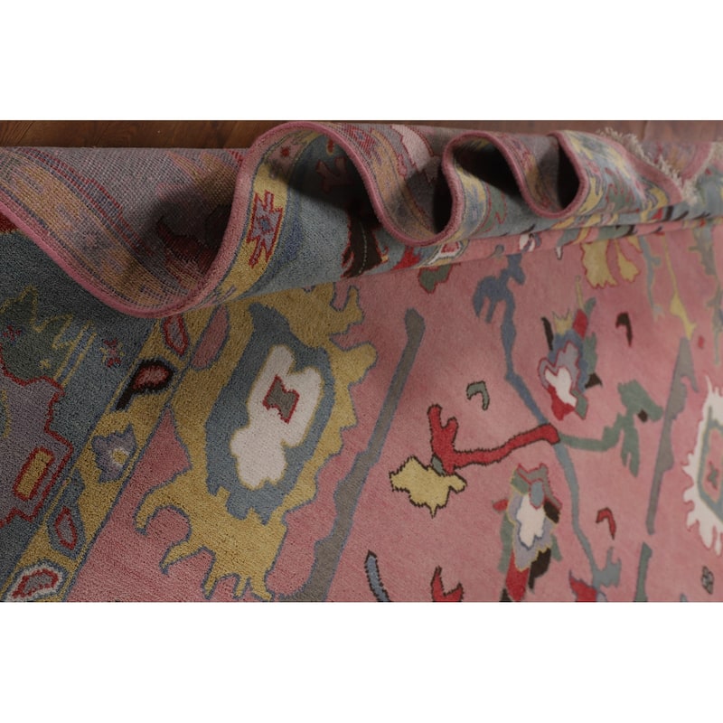 Pink Oushak Indian Area Rug Handmade Wool Carpet - 9'0"x 11'10"