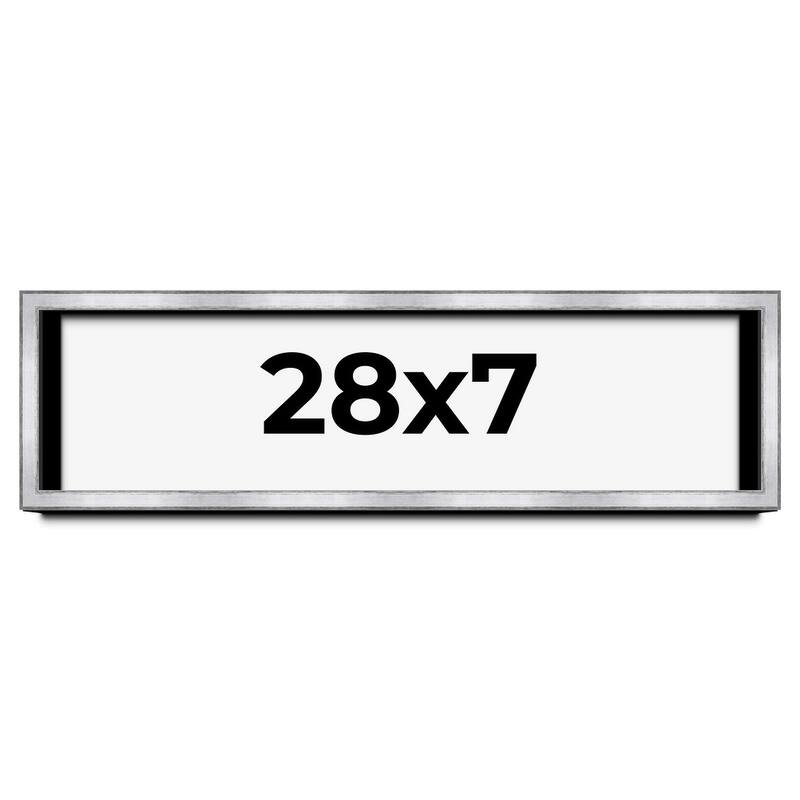 28x7 Shadow Box Frame Silver | 1.375 Inches Deep Real Wood
