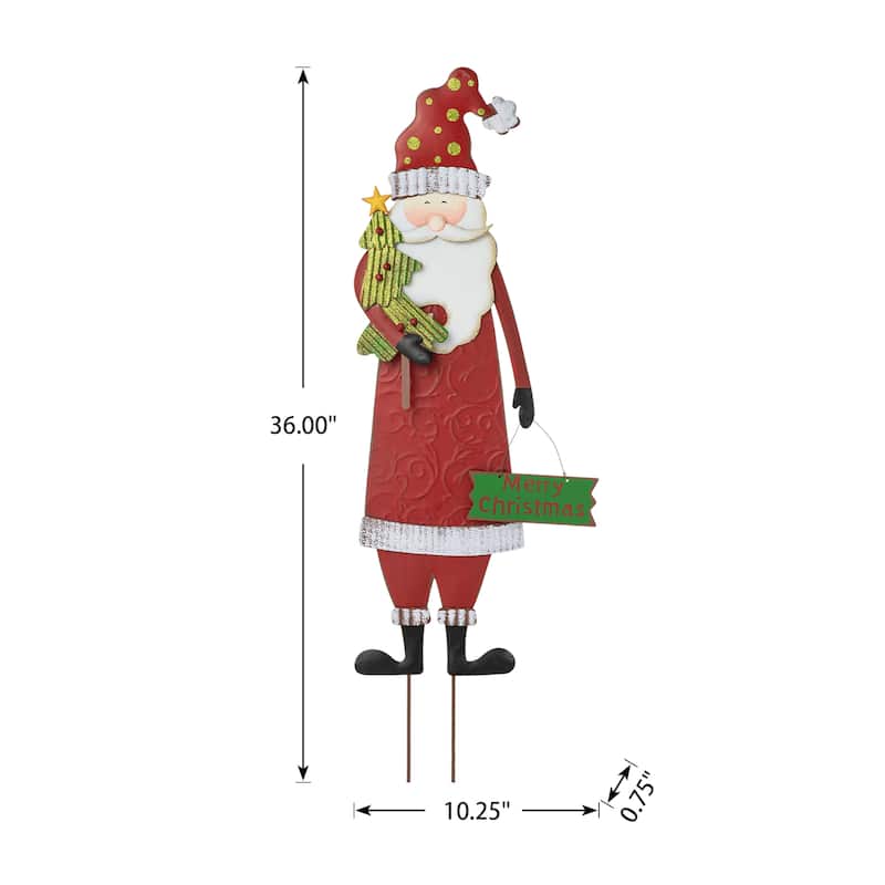 Glitzhome 36"H Metal Snowman or Santa Yard Stake Standing Decor Wall Decor