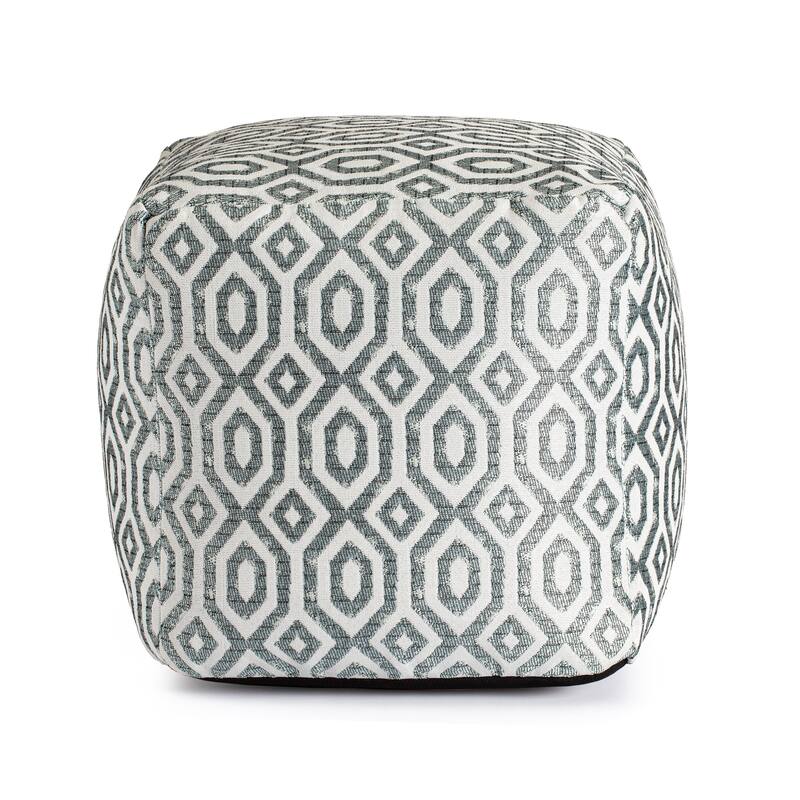 Jani Zuma Indoor/Outdoor 18" x 18" Square Pouf Ottoman - Teal