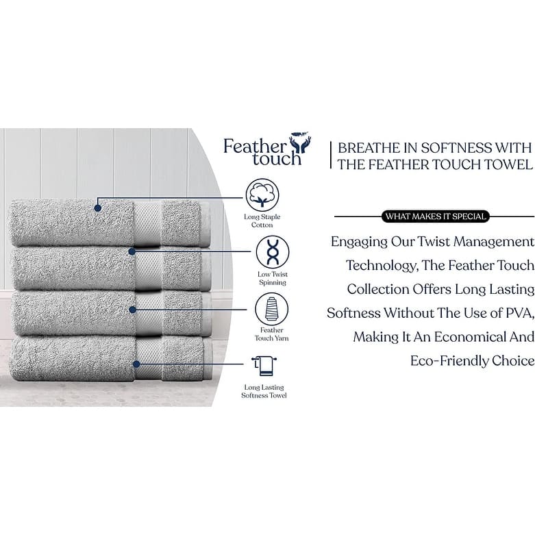Delara Organic Cotton Luxuriously Plush Bath Sheet Pack of 4 |GOTS & OEKO-TEX Certified |650 GSM Long Staple | Quick Dry & Soft