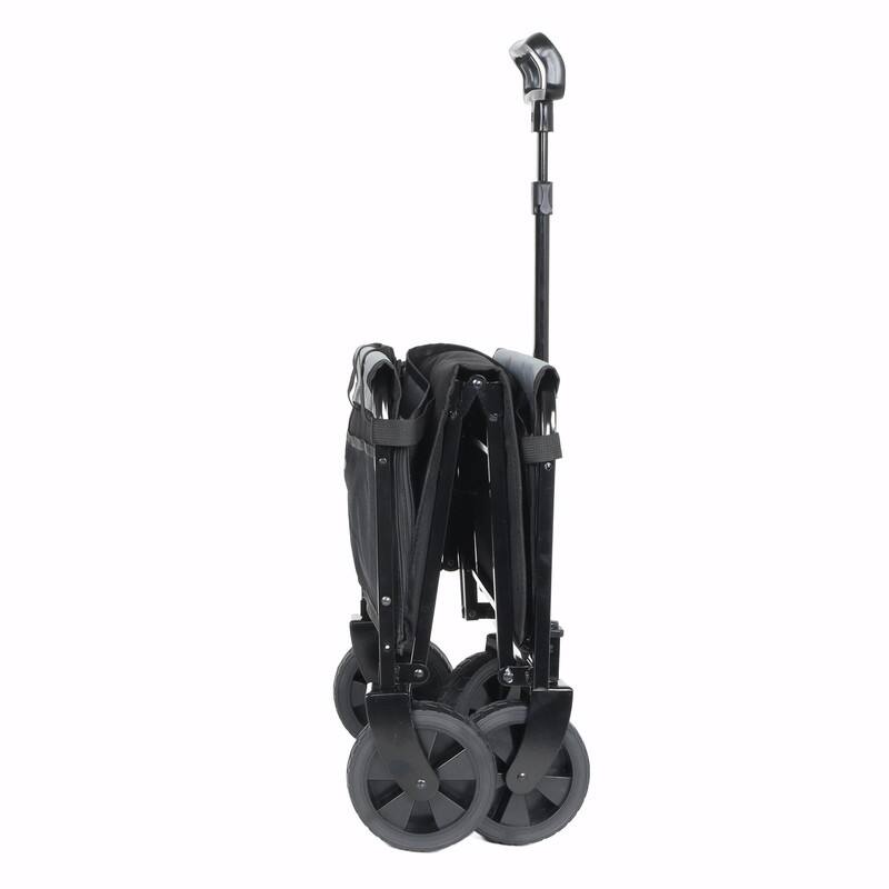 All-in-One Convertible Folding Utility Trolley with 4 Wheels, Bench Seat & Dog Leash