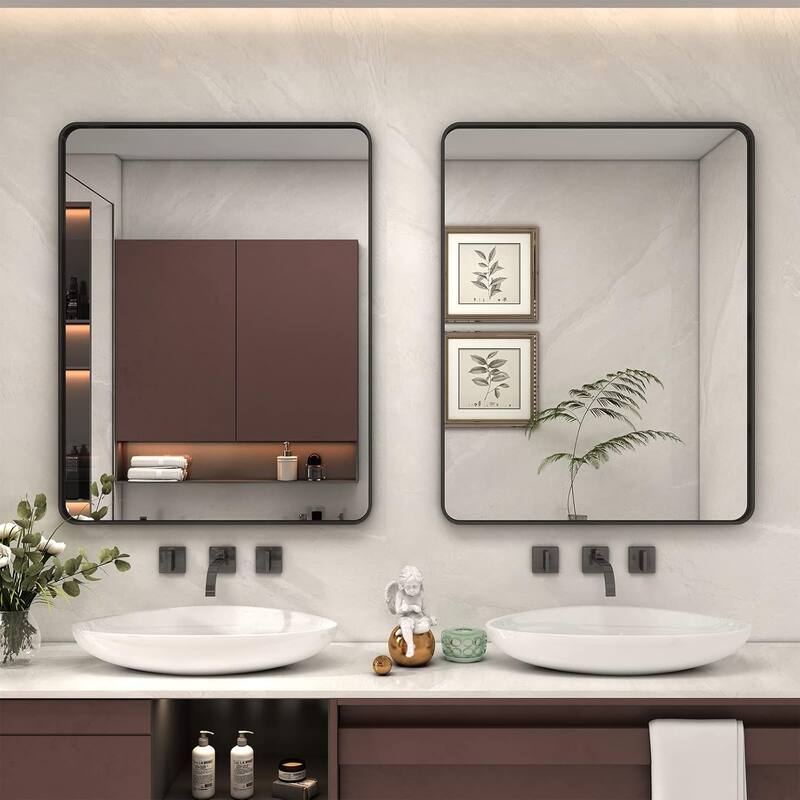 Aluminum Alloy Framed French Cleat Mounted Tempered Glass Wall Vanity Mirror