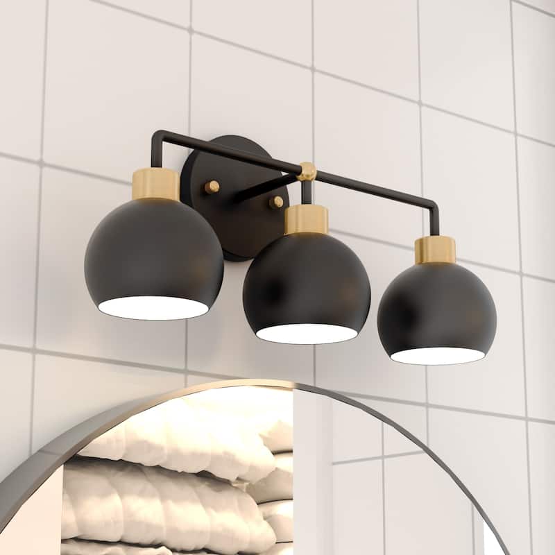 OROMA HOME Hannes 3-Light Dome Bathroom Vanity Light - N/A - Black
