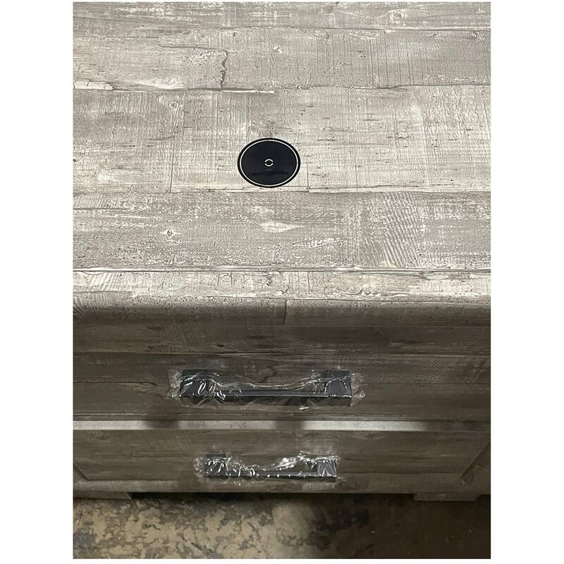 Grey Farmhouse Nightstand with Two Spacious Drawers