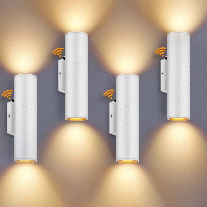Outdoor Dusk-to-Dawn Sensor Wall Lights - 4-Pack IP65 Waterproof Aluminum Design
