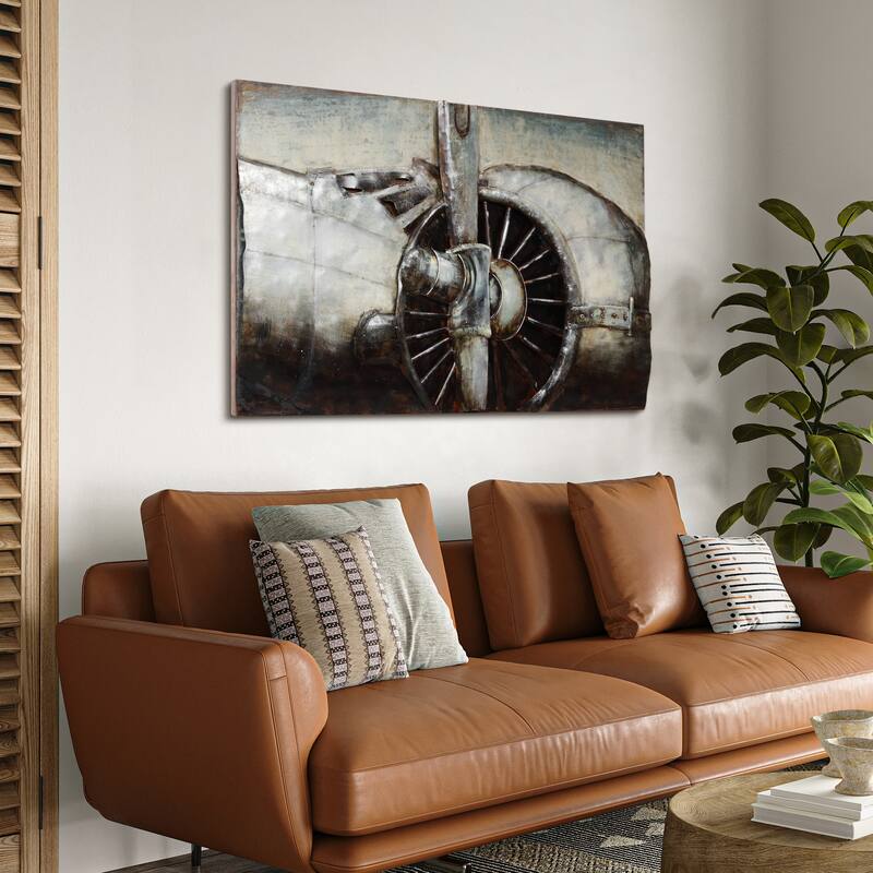 "Plane Propeller" Mixed Media Iron Hand Painted Dimensional Wall Art