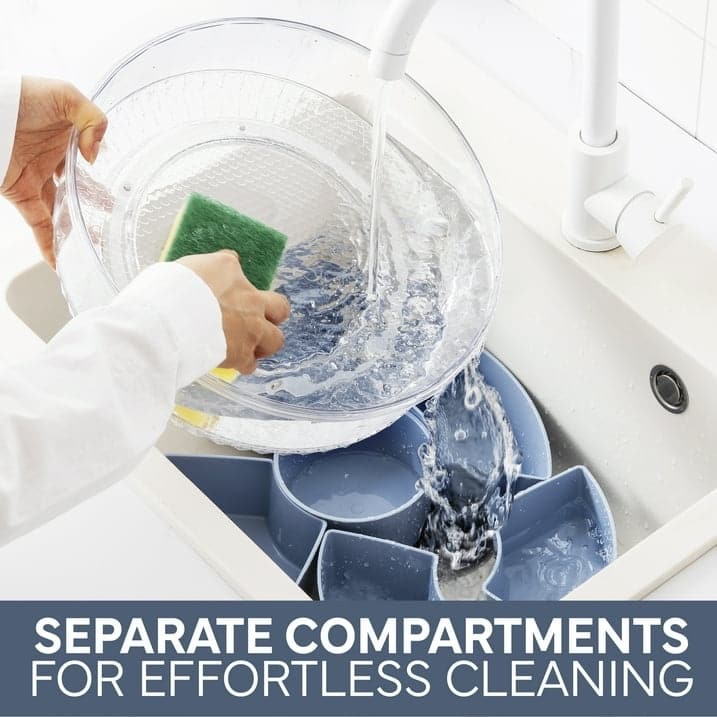 COOK WITH COLOR Round Snackle Box – 6-Compartment Serving Tray with Lid and Handle,Kids Lunch Box & Meal Prep Snack Container