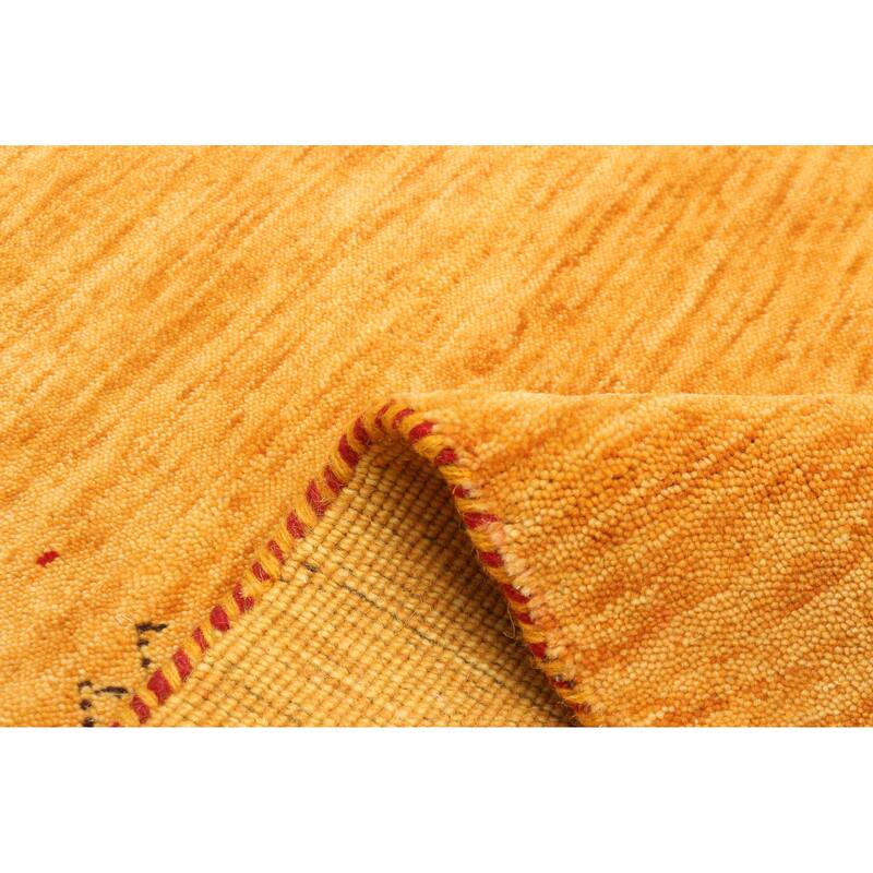 ECARPETGALLERY Hand Loomed Kashkuli Gabbeh Gold Wool Rug - 4'11 x 8'2