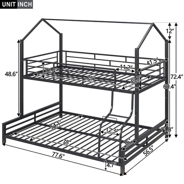 dimension image slide 1 of 3, Metal House Bunk Bed