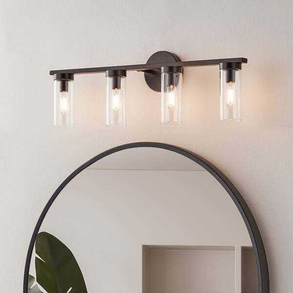 KAWOTI 4-light Modern Dimmable Bathroom Vanity Light with Clear Glass ...