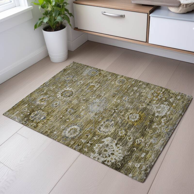 Premium Washable Super Soft Traditional Vintage Mayfield Rug - Brown - 1'8" x 2'6"