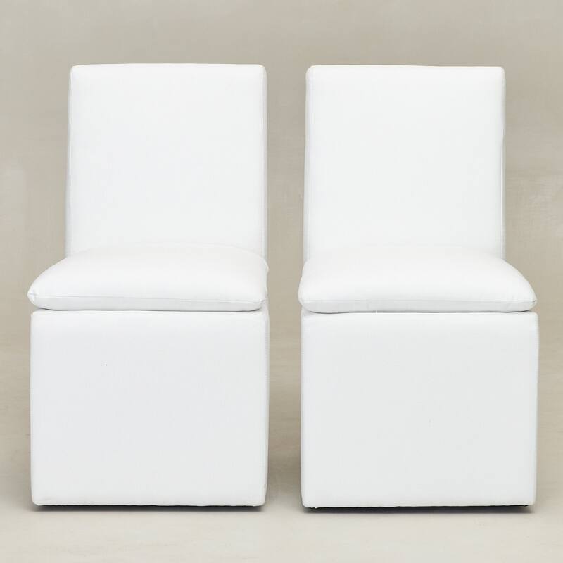 KINWELL 21" Performance Fabric Upholstered Dining Side Chair with Casters (Set of 2)