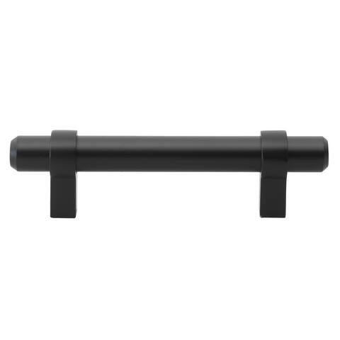GlideRite 10-Pack 3-inch Center Solid Steel Euro Cabinet Pull Black