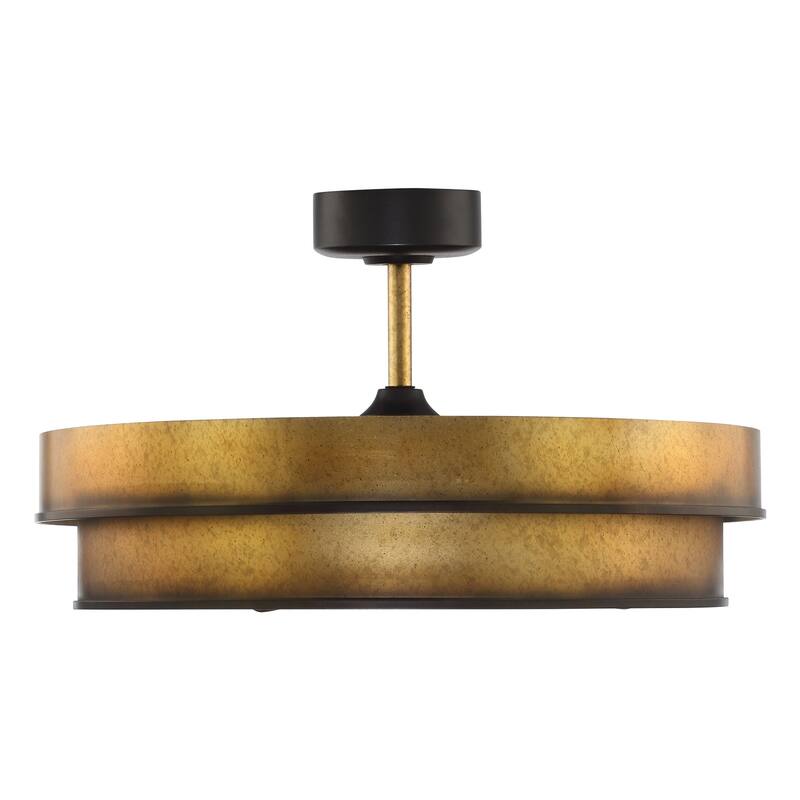 Ceiling Fan 32" Perimost 3-Blade Modern Gold Caged LED