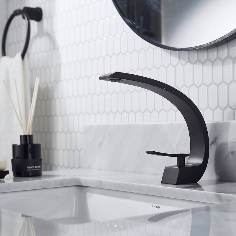 FORIOUS 41030 Single Hole Arch Bathroom Sink Vessel Faucet - Black