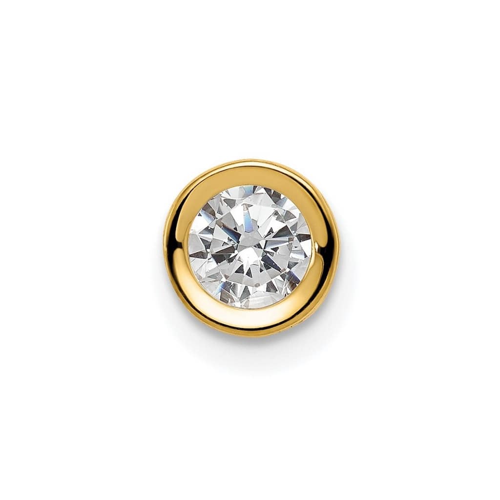Curata 14k Yellow Gold Polished Open back 5mm Cubic Zirconia Bezel Pendant