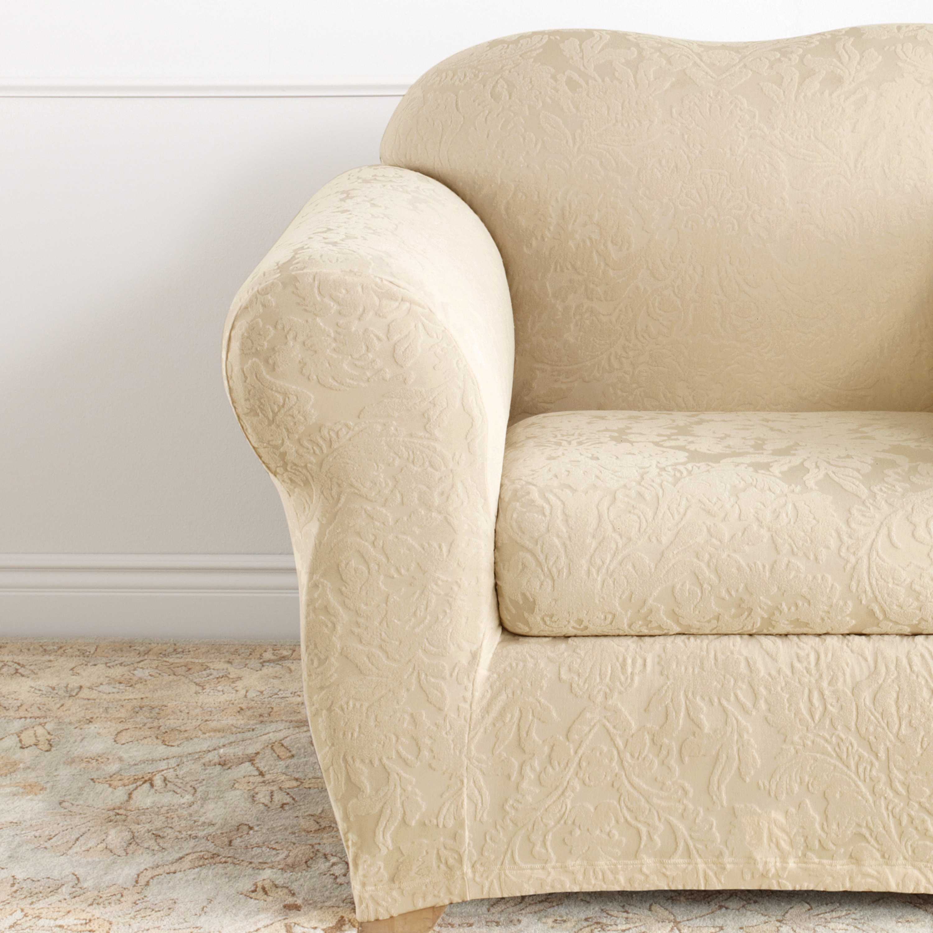 SureFit Stretch Jacquard Damask 2 Piece Chair Slipcover On Sale