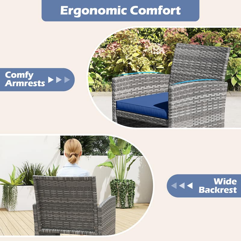 Gymax 8 Piece Patio Furniture Set Outdoor Wicker Conversation Set w/