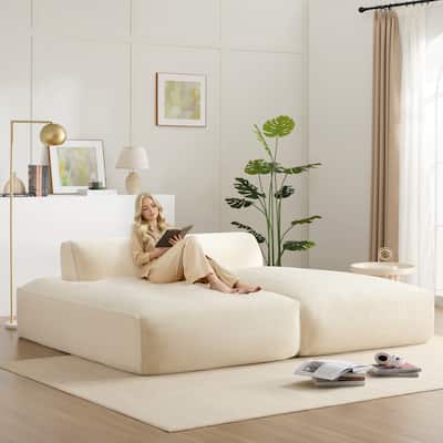 Roomfitters Foam-Filled Modular Sofa Bed with 2-Piece Free Layout, Compressed and No Assembly Floor Couch