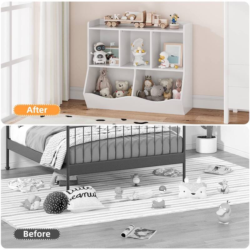 Toy Bookshelf and Bookcase, Multi Shelf with Cubby Organizer Cabinet for Storage Books and Toys