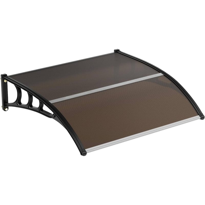 40"x40" Window Awning Canopy Exterior, Polycarbonate Cover, for Door Entrance - N/A - Brown