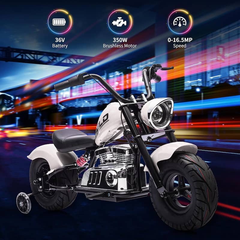 36V Kids Electric Dirt Bike, Ride On Electric Motorcycle with Training Wheels
