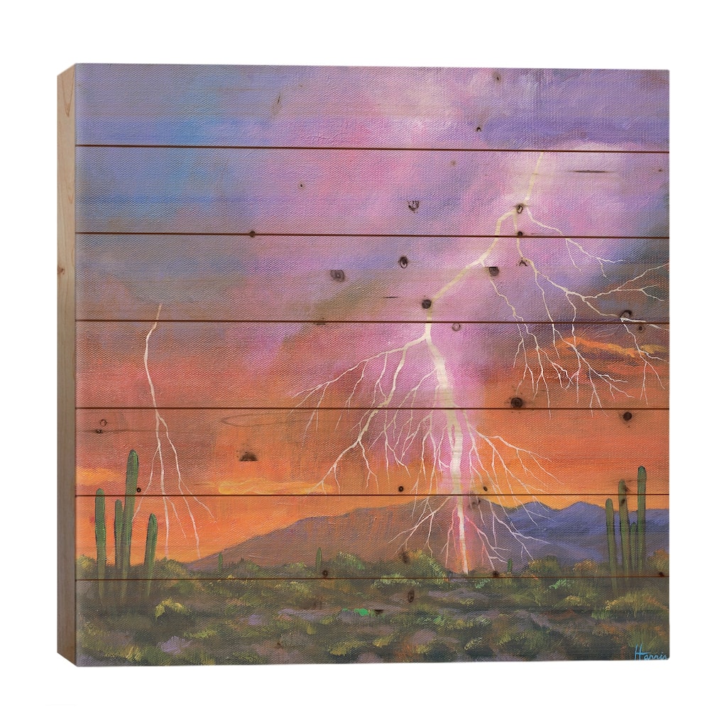 Fire In The Sky Print On Wood by Johnathan Harris - Multi-Color