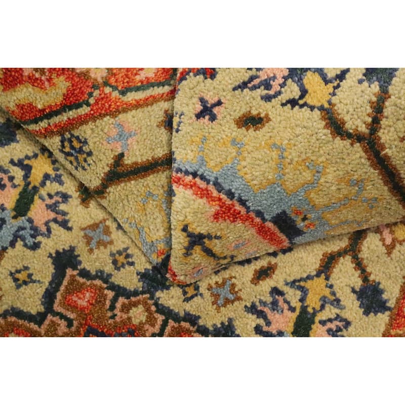 Hand Knotted Oriental 100% Wool Carpet Transitional All-Over Yellow & Gold Oushak Runner Rug - 7' 11'' X 2' 7''