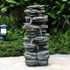 preview thumbnail 1 of 10, 40in High Outdoor 6-tier Rock Cascading Water Fountain with LED Lights - N/A Floor - Polyresin