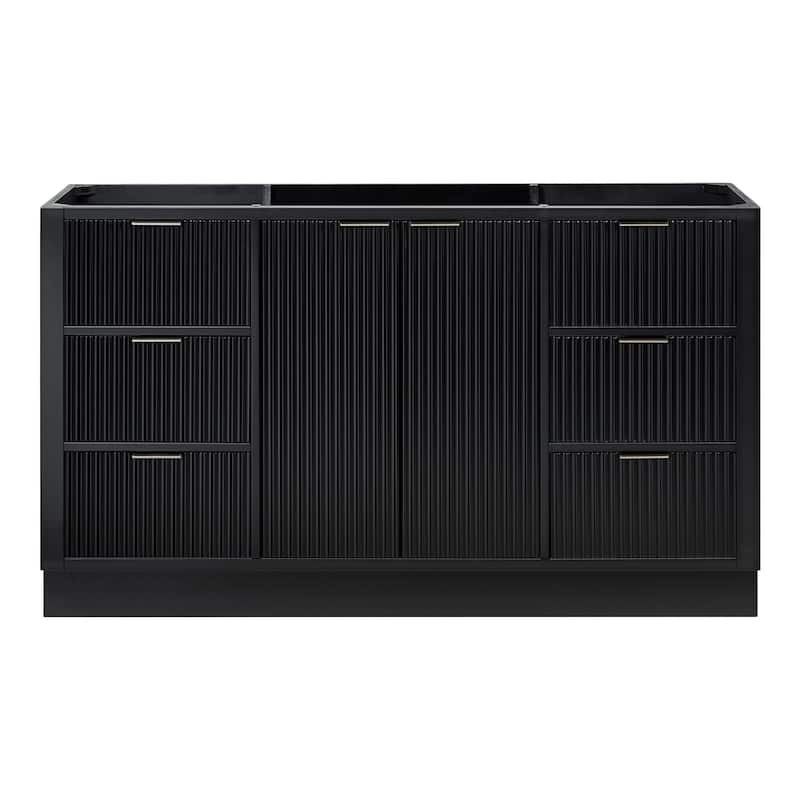 Ariel P60-BC Milan 60" Single Free Standing Vanity Cabinet - Black / Brushed Nickel Hardware
