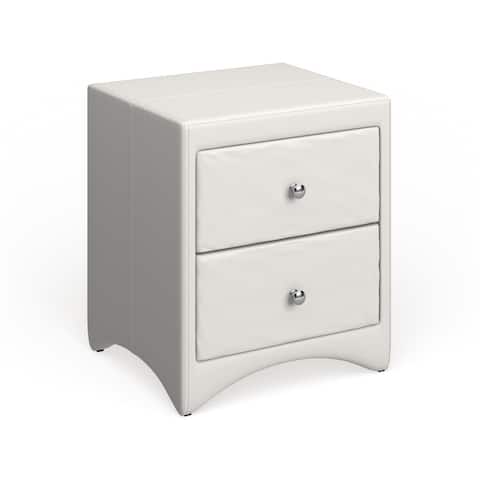 Baxton Studio Dorian White Faux Leather Upholstered Modern Nightstand