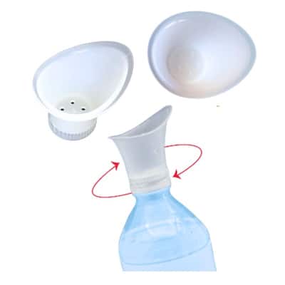 Wash+Out Portable Emergency Eyewash Cup, Screws onto Water Bottles (White 3PK - Clear 10PK)