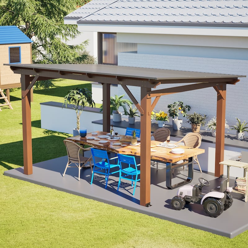 GDFStudio - Oliver Heavy Duty Outdoor Carport Gazebo with Waterproof Shade and Reinforced Base
