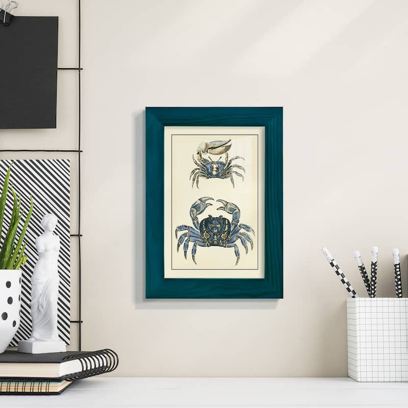 Antique Blue Crabs II -Framed Print w/glass-Cherry Red