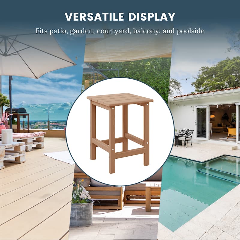 Polytrends Laguna Hdpe All Weather Outdoor Patio Square Side Table