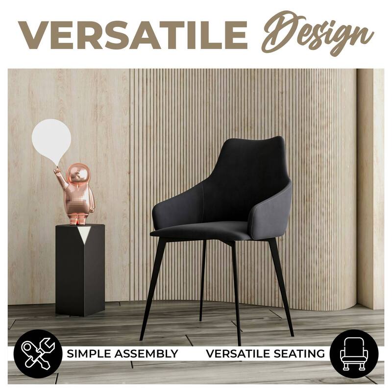 Mid-Back Dining Chair Upholstered in Fabric/Leather with Iron Legs Sonnet Series