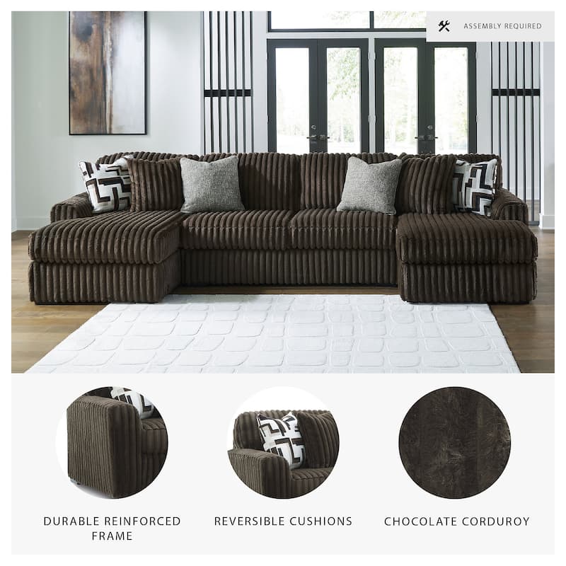 Signature Design by Ashley Midnight-madness 3-Piece Sectional with Chaise - 150" W x 65" D x 40" H