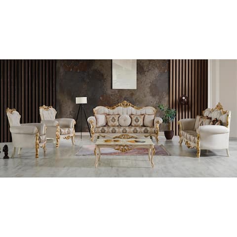 Buse Traditional 4 Pieces Living Room Set 2 Sofa 2 Chair