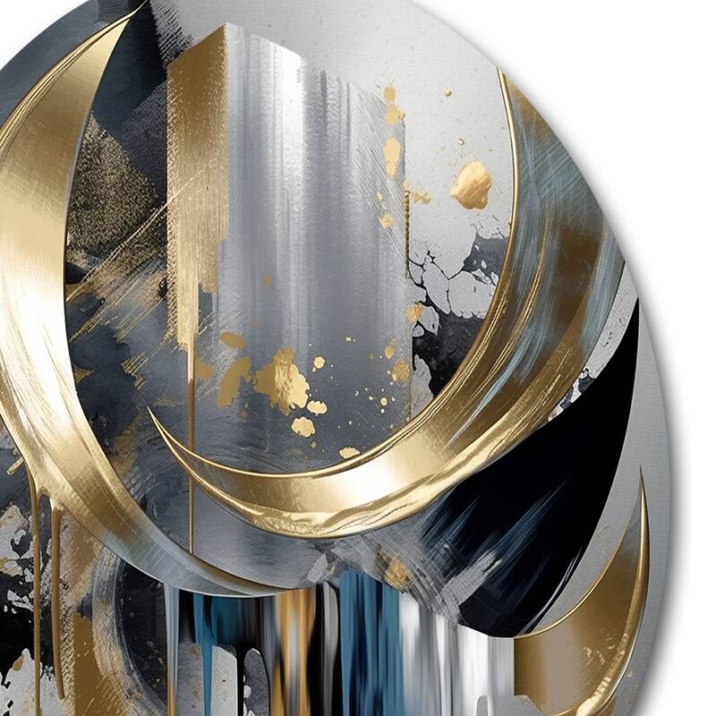 Designart "Abstract Shapes And Lines I" Abstract Marble Metal Round Wall Art