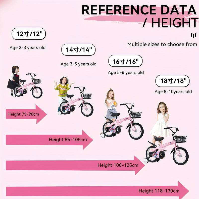 16 Inch Sporty Kids Bike, Little Daisy Toddler Bicycle w/Training Wheels & Stand Adjustable Saddle for Kids & Toddler, 4-8 Years