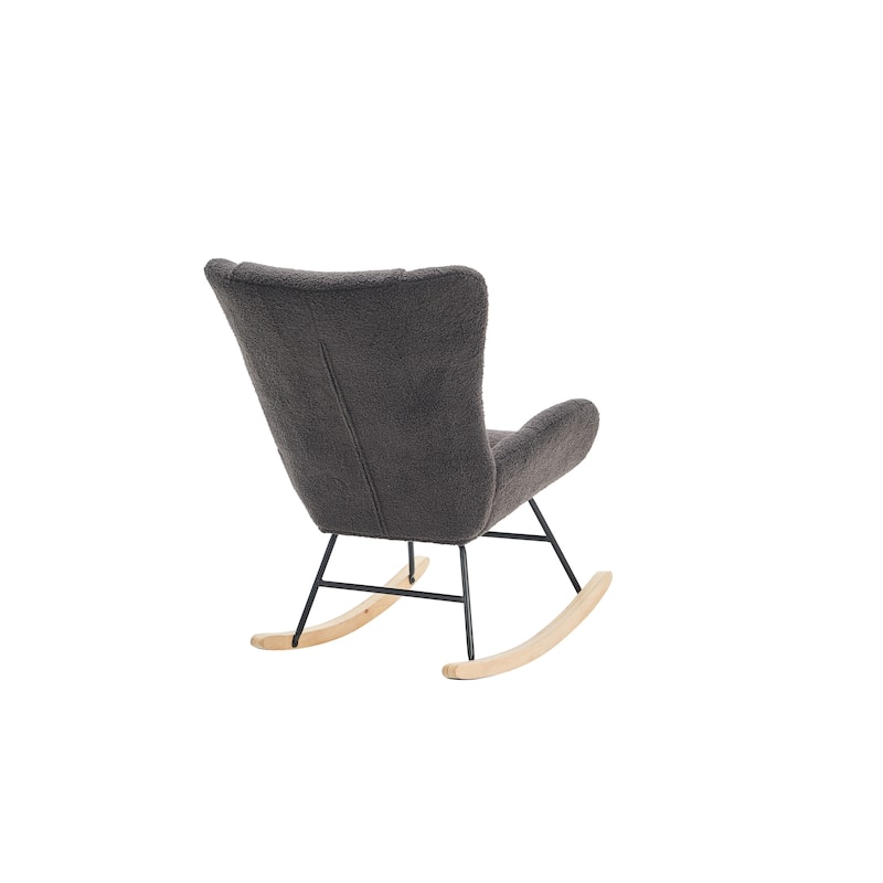 Solid Wood Legs Reading Chair with Teddy Fabric Upholstered