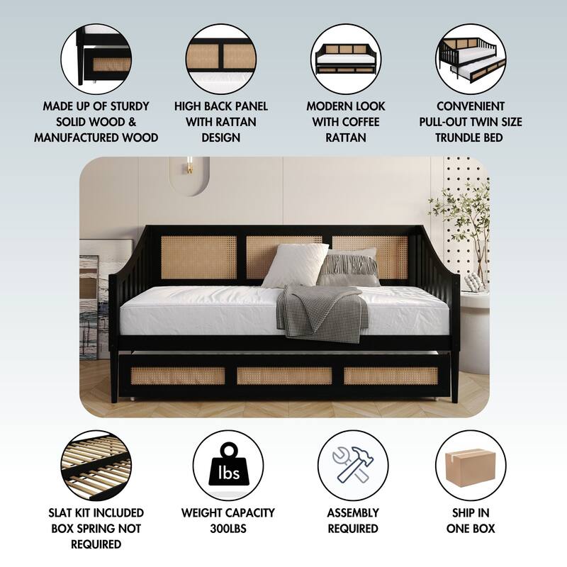 CraftPorch Modern Twin Daybed with Trundle