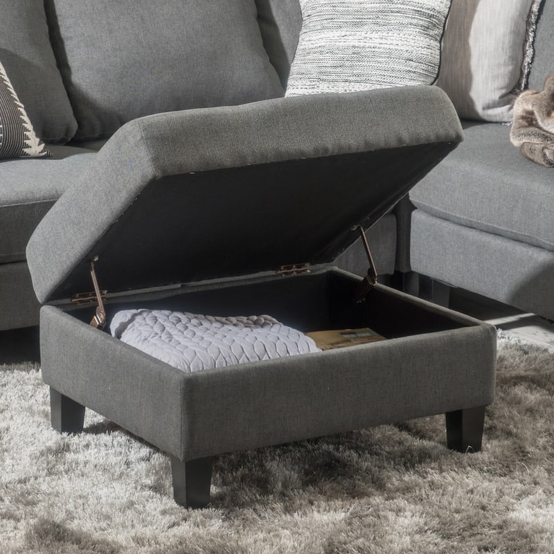 Zahra Tufted Fabric Storage Ottoman by Christopher Knight Home - Dark Grey