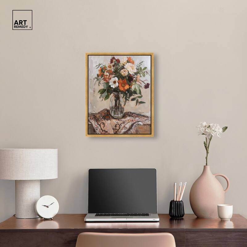 Delicate Glass Vase and Flowers Canvas by Art Remedy