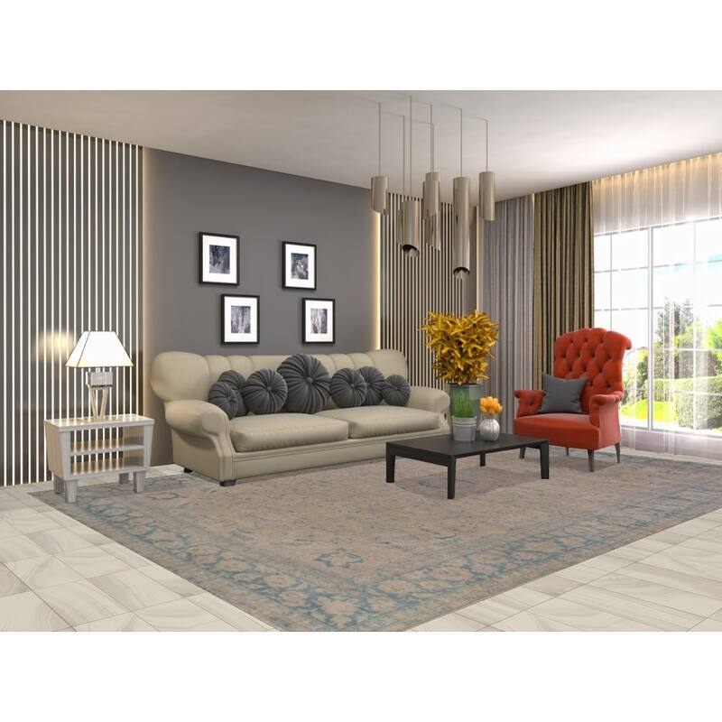 Distressed Najafabad Persian Antique Area Rug Hand-knotted Wool Carpet - 8'4" x 12'2"