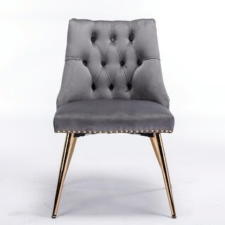 Tufted Velvet Dining Chair - Golden Metal Legs - Set of 2 - Bed Bath ...