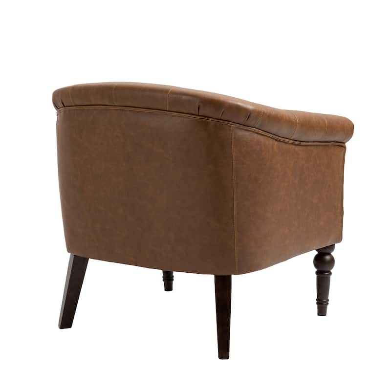 Contemporary PU Leather Tufted Barrel Accent Chair