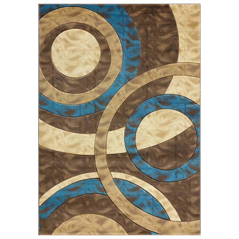 Orelsi Collection Abstract Area Rug - 3'9" x 5'9" - Beige/Blue